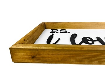 OBRAZEK Z NAPISEM 3D RAMKA DREWNIANA 25x50cm
