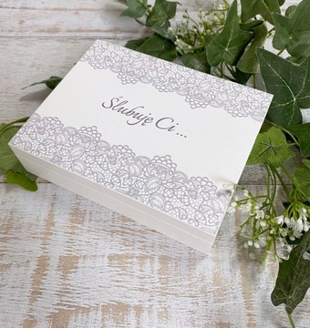 Pudełko na obrączki kolor nadruk koronka