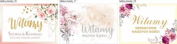Tablica weselna Witamy Gości 70x50cm złota srebrna