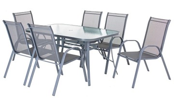 КОМПЛЕКТ САДОВОЙ МЕБЕЛИ ДЛЯ ТЕРРАСЫ, СТОЛ + 6 СТУЛЬЕВ