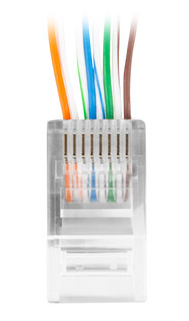 100 шт. вилка RJ45, проходной UTP LAN PLUG Cat 5e, проходная LANBERG 8P8C