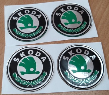 Naklejki na koła emblematy SKODA KOLOR 55mm