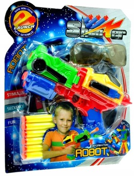 РОБОТ-ПИСТОЛЕТ СО СТРЕЛАМИ ГУБКИ, ОЧКАМИ, ЩИТОМ