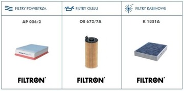 BMW 1 F20 F21 114D 95KM B37D15A SADA FILTRŮ FILTRON UHLÍKOVÝ