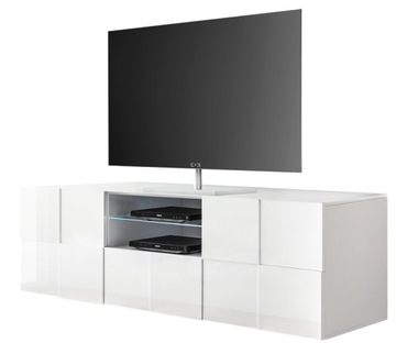 Włoska szafka RTV biała wysoki połysk lakierowana pod TV 181x57 cm Quatro
