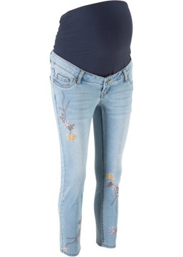O5513 DŻINSY 7/8 CIĄŻOWE Z HAFTEM SKINNY r.46