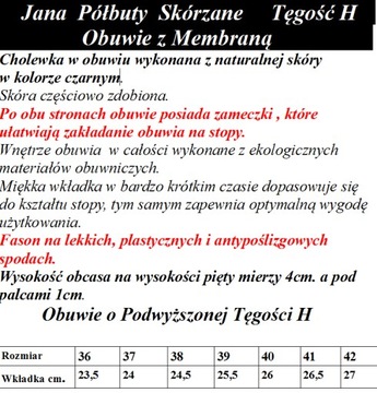 Jana Półbuty Skórzane Tęgość H 24600 Art-shoes 40