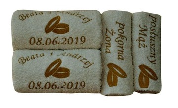 Zestaw 4 Ręczników Twój HAFT Ślub ROCZNICA prezent