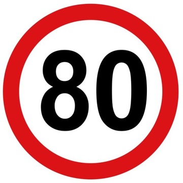 NAKLEJKA OGRANICZENIE PRĘDKOŚCI 80km ZNAK śr. 20cm
