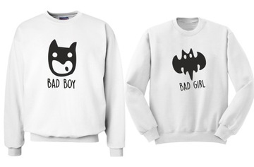 Bluza bluzy dla par zakochanych BAD BOY GIRL białe