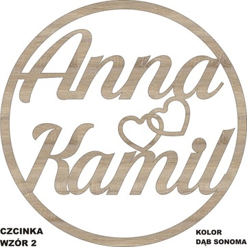 Украшение обода круга с именами Имя Свадьба