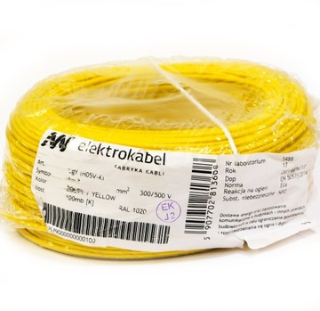 Przewód kabel linka LGY 1mm żółta 100m