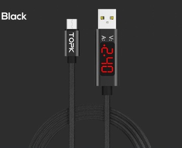 Кабель TOPK Micro USB 2.4A с дисплеем