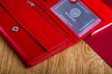КОЖАНЫЙ КОШЕЛЕК ЖЕНСКИЙ Betlewski красный большой RFID в подарочной упаковке