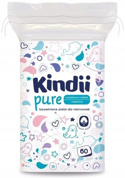 Kindii Pure Bawełniane płatki dla niemowląt, duże, prostokątne - 60szt x 20