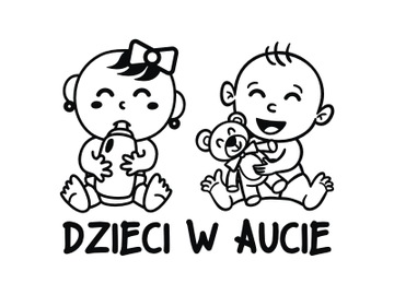 Naklejka na auto DZIECI W AUCIE dowolny napis XL