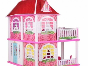 DUŻY DOMEK DLA LALEK WILLA Z TARASEM MEBELKI