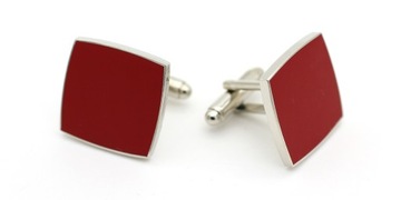 Элегантные бордовые запонки для рубашки с красным футляром