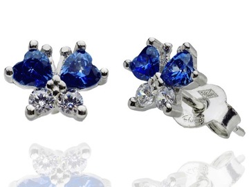 SREBRNE KOLCZYKI SZTYFTY DLA DZIEWCZYNKI MOTYLKI