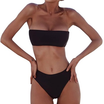 STRÓJ KĄPIELOWY BIKINI BRAZYLIJSKIE WYSOKI STAN CZARNY IWALANI M