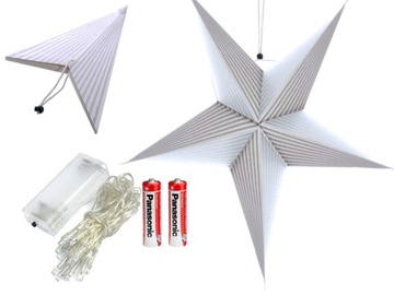 GWIAZDA PAPIEROWA LED witraż lampka 60CM + BATERIE