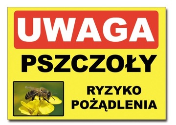 PSZCZOŁY pasieka pożądlenia znak tabliczka 21x15