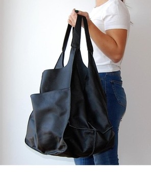 Натуральная кожаная женская сумка - XXL Плековая сумка - кожаная сумочка