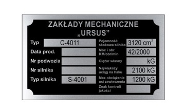 TABLICZKA ZNAMIONOWA URSUS C 4011 C4011 - WYBITA