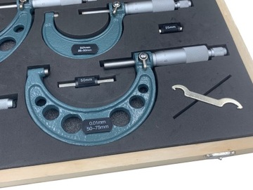 МИКРОМЕТРЫ 0-100 НАБОР ИЗ 4 ШТ. МИКРОМЕТР 0-25, 25-50, 50-75, 75-100 КОРПУС