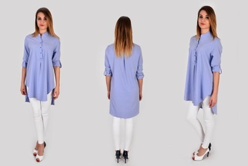 СВОБОДНАЯ ДЛИННАЯ АСИММЕТРИЧНАЯ РУБАШКА, пастель, размер S - 44