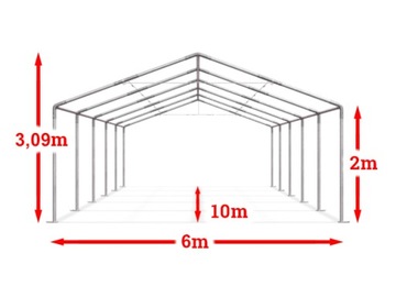Палатка склада промышленного зала 6x10m 2-3.09m