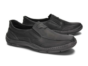 MOKASYNY PÓŁBUT POLSKIE SKÓRA SYRIUS 150 CZARNY 42