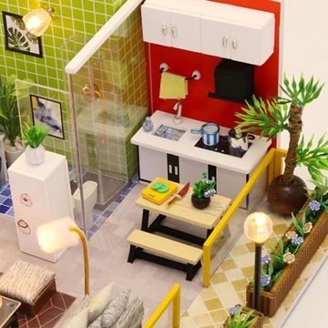 Складной дом DIY Семейная модель Светодиодная 3D-головоломка