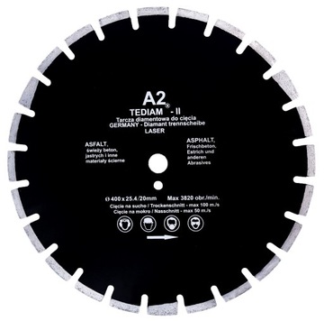 TARCZA DIAMENTOWA 400 x25,4 /20 mm A2 ASFALT BETON
