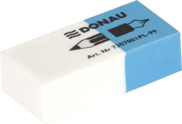 MAŁA GUMKA DO ZMAZYWANIA OŁÓWKA TUSZU ATRAMENTU NIEBIESKO-BIAŁA DONAU