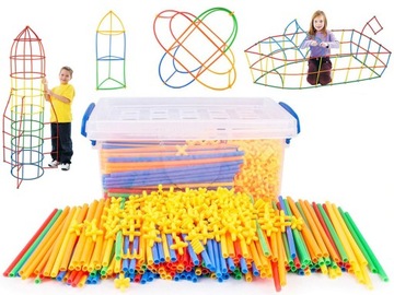 СТРОИТЕЛЬНЫЕ БЛОКИ, СОЛОМОЧКИ, ПАЛКИ, ТРУБКИ, 400 шт.