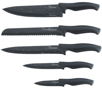 Zestaw noży 5 sztuk stojak powłoka nieprzywierająca