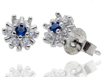 SZAFIROWE KWIATUSZKI KOLCZYKI DZIECIĘCE SZTYFTY