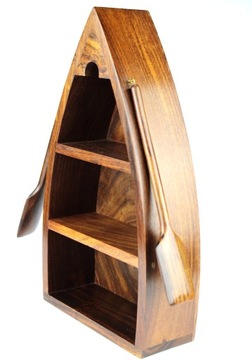 ДЕРЕВЯННАЯ ШКАФНАЯ ПОЛКА ЛОДКА С ВЕСЛАМИ В ПОДАРОК