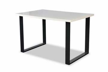 Stół Loftowy 125x80 Metalowe Nogi Biały Połysk