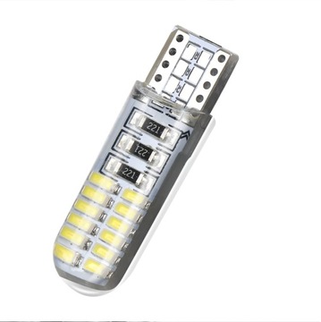 СВЕТОДИОДНАЯ ЛАМПОЧКА 24 SMD 3014 W5W T10 СИЛИКОНОВАЯ СТОЯНОЧНАЯ ФОНА