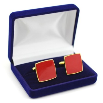 Элегантные запонки для рубашки бордового цвета в сапфировом футляре