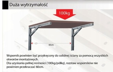 Wspornik blatu półki składany L-200 złoty 100 kg