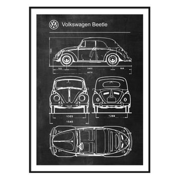 Volkswagen Beetle Beetle Ретро Патентный Плакат