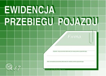 Druk EWIDENCJA PRZEBIEGU POJAZDU K17 A5 Dr13