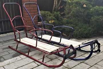 ДВОЙНЫЕ ТАНДЕМНЫЕ САНКИ + ПУШЕР + ТОЛСТЫЙ МАТРАС + РЕМНИ