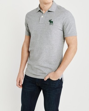 A&F ~ СЕРАЯ ФУТБОЛКА ПОЛО ~ БОЛЬШОЙ ЛОГОТИП ~ M