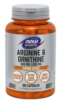 NOW ARGININE ORNITHINE 100K ARGININA ORNITYNA HGH