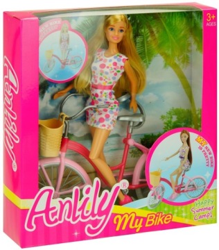 БОЛЬШАЯ КУКЛА 30 СМ С ВЕЛОСИПЕДНОЙ КОРЗИНОЙ 1082