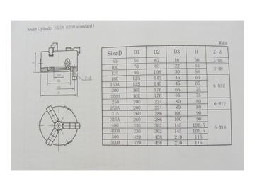 3-КУЛАЧКОВЫЙ ТОКАРНЫЙ ПАТРОН 160 мм DIN6350 DK-11